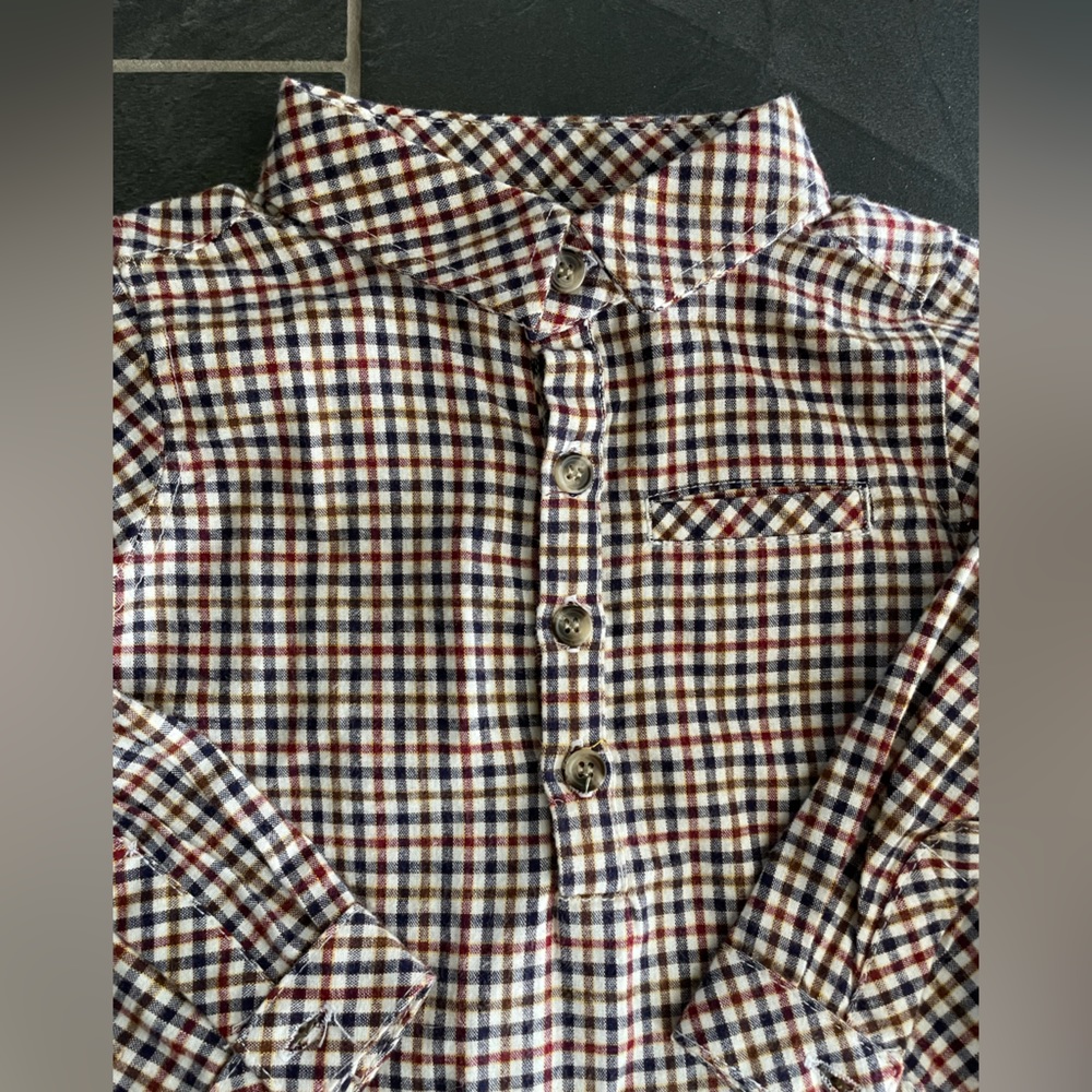 Me & Henry 18-24 Month Polo Onesie 1/2 Plaid Button Down - Picture 2 of 8